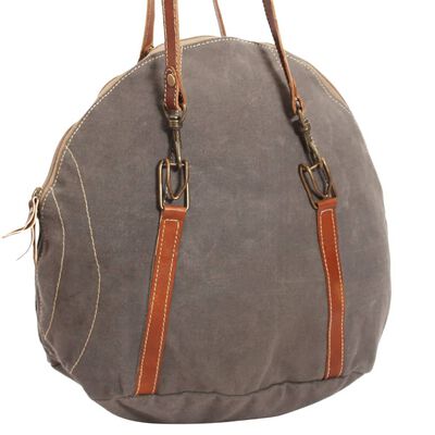 vidaXL Hand Bag Canvas and Real Leather Grey
