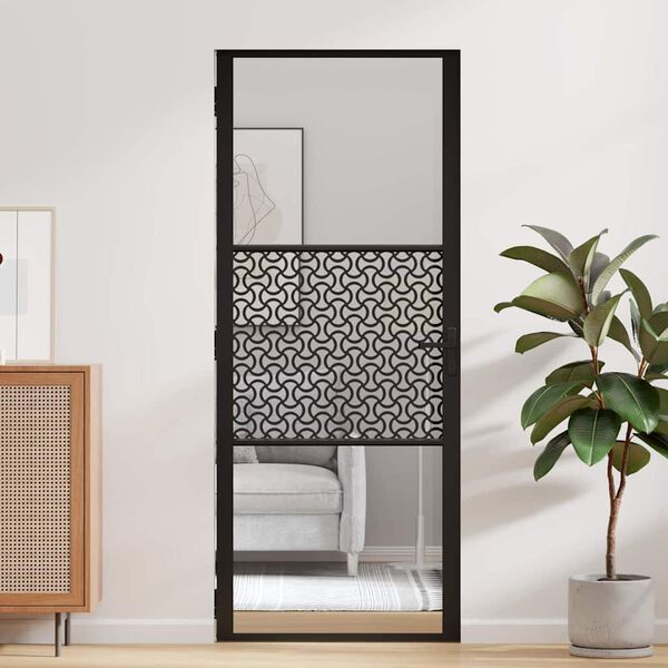 vidaXL Interior Door Black 83 x 201.5 cm Tempered glass and Aluminium