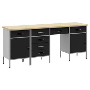 vidaXL Work Cabinet with Drawer with Lock 4 pcs Black 200 x 55 x 85 cm