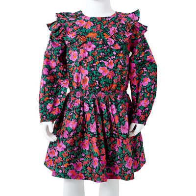 Kids' Dress with Long Sleeves Bright Pink 92