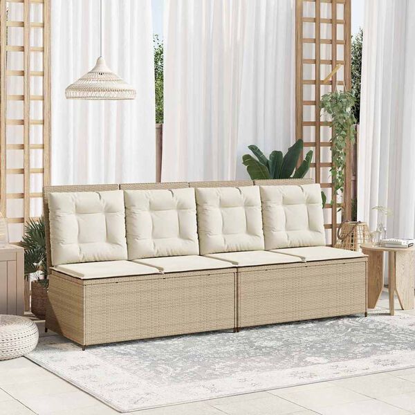 vidaXL Garden Bench with Cushion Beige Poly rattan