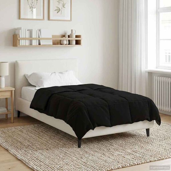 vidaXL Summer Duvet Quilted Black 135 x 220 cm Microfiber