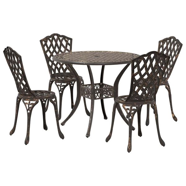 vidaXL Garden Dining Set 5 pcs Bronze 90 x 90 x 75 cm Cast Aluminium