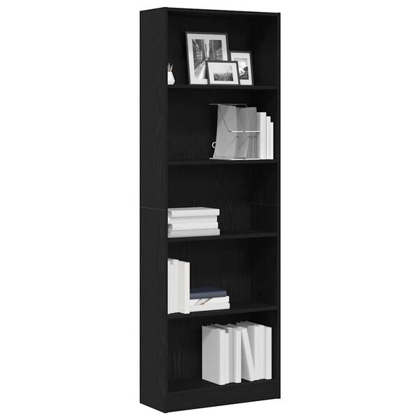 vidaXL Bookshelf Black Oak 60 x 24 x 176 cm Engineered Wood