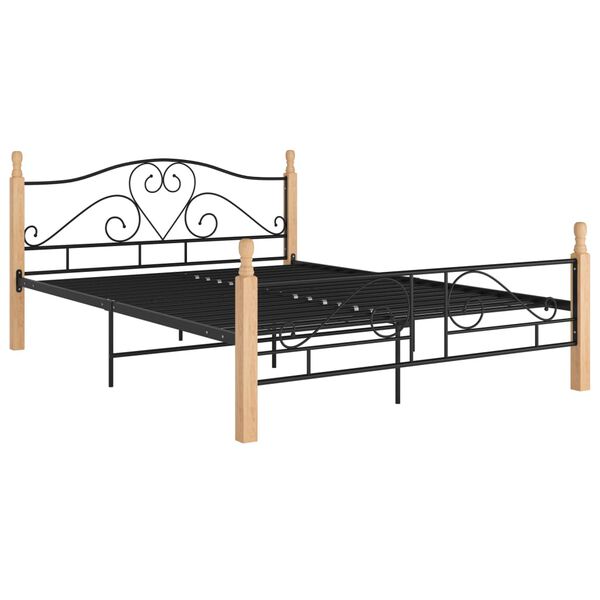 vidaXL Bed Frame with Headboard without Mattress Black 140x200 cm Metal
