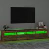 vidaXL TV Cabinet with LED Lights Smoked Oak 210x35x40 cm