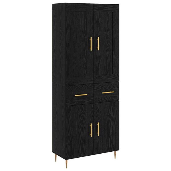 vidaXL Highboard Black Oak 69.5 x 34 x 180 cm Engineered Wood