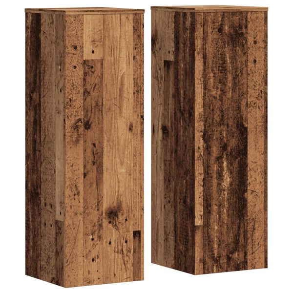 vidaXL Plant Stands 2 pcs Old Wood 33x33x100 cm Engineered Wood