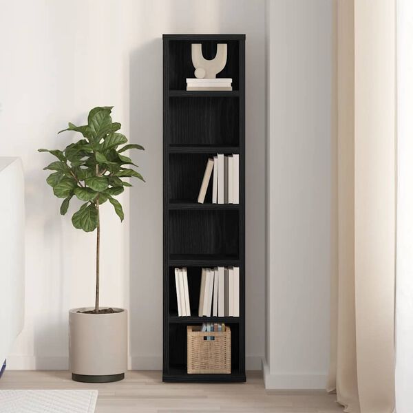 vidaXL CD Cabinet Black Oak 21x20x88 cm Engineered Wood
