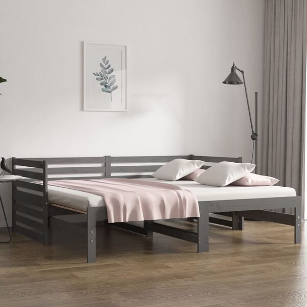 vidaXL Pull-out Day Bed without Mattress Grey 2x(80x200)cm