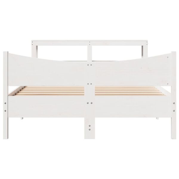 vidaXL Bed Frame with Headboard White 150x200 cm King Size Solid Wood Pine
