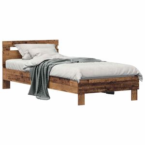 vidaXL Bed Frame with Headboard Old Wood 75 x 190 cm Engineered Wood