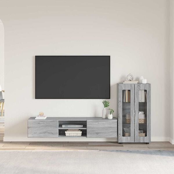 vidaXL TV Cabinet Set with Drawer Grey Sonoma Engineered Wood