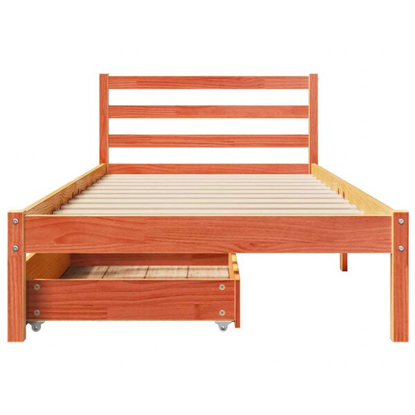vidaXL Bed Frame without Mattress Wax Brown 90x200 cm Solid Wood Pine