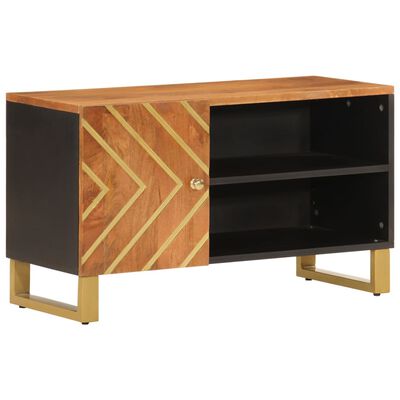 vidaXL TV Cabinet Brown and Black 80x31.5x46 cm Solid Wood Mango