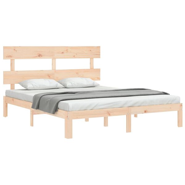 vidaXL Bed Frame without Mattress King Size Solid Wood Pine