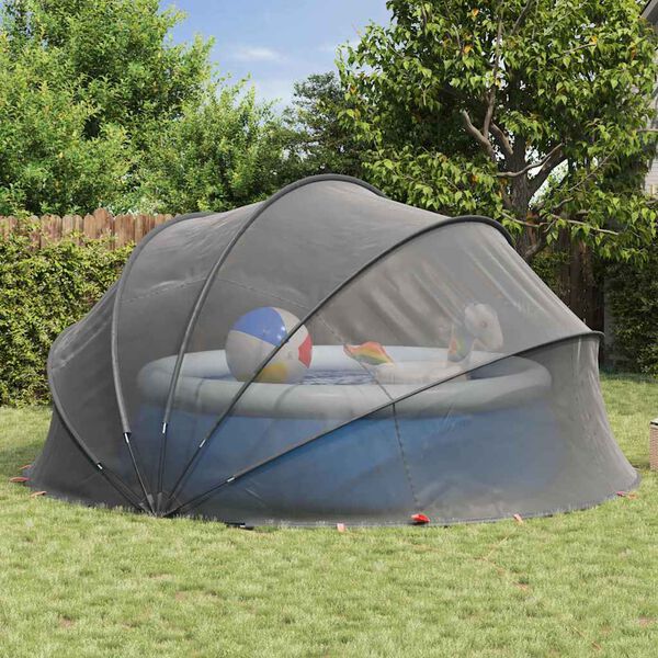 vidaXL Pool Dome Folding Manual Black 472 x 460 x 229 cm