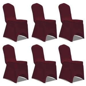 vidaXL Chair Cover | Set of 6 | Burgundy | Polyester 90%, Elastane 10%