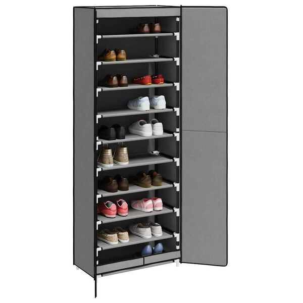 vidaXL Shoe Cabinet Grey 60x30x166 cm Fabric