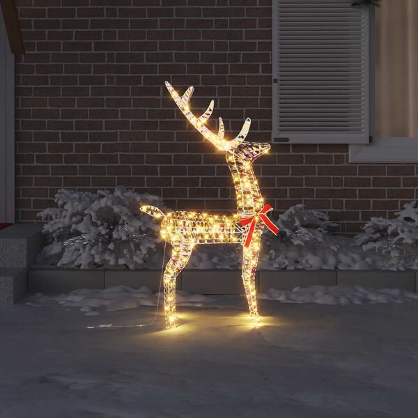 vidaXL 3D Reindeer with 140 LEDs Warm white 128 cm PET