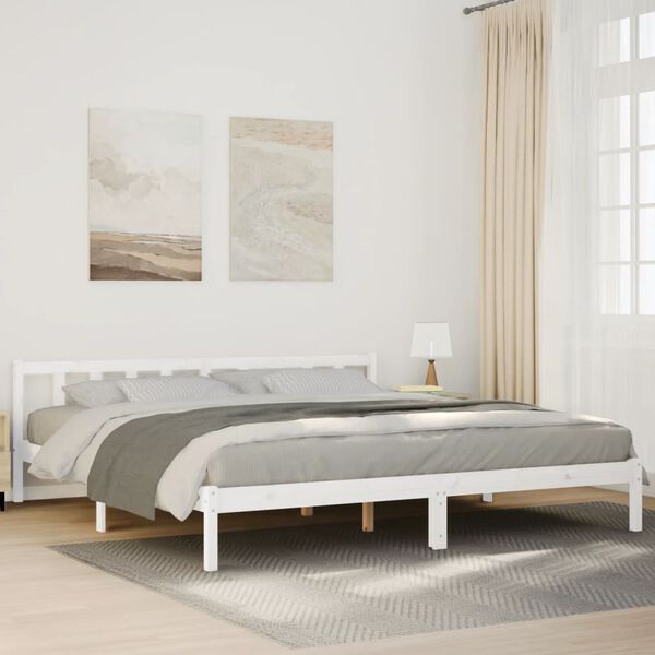 vidaXL Extra Long Bed Frame without Mattress White 180x220 cm Solid Wood Pine