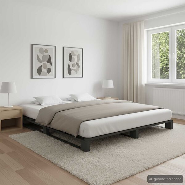 vidaXL Pallet Bed Frame without Mattress Grey 200x200cm Solid Wood