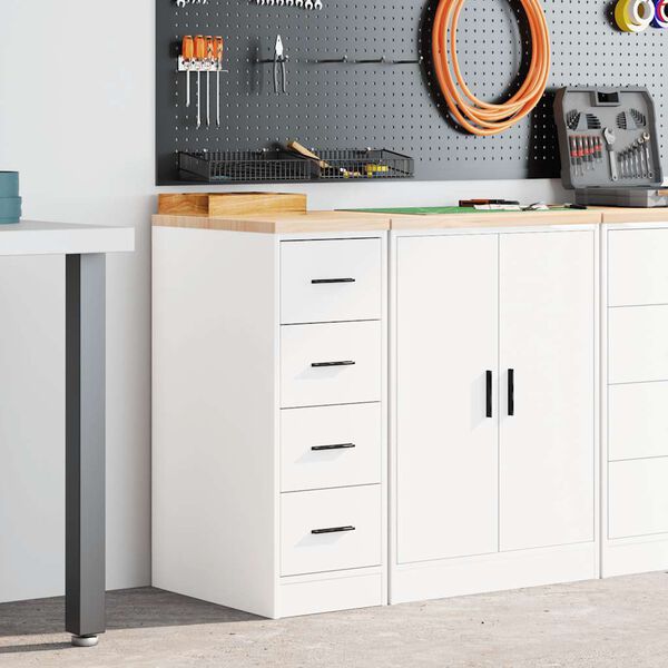 vidaXL Garage Storage Cabinet White 30x51x85 cm Solid Wood Pine