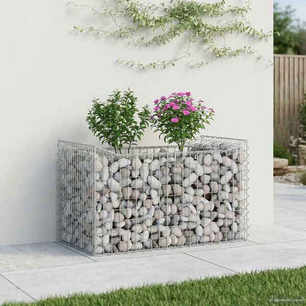 vidaXL Gabion Raised Bed Silver 50 x 100 x 60 cm Galvanised Steel