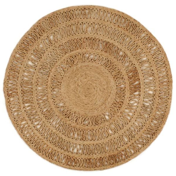 vidaXL Area Rug Hand-braided Jute 120 cm Round