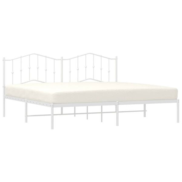vidaXL Metal Bed Frame without Mattress with Headboard White 193x203cm