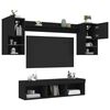 vidaXL 7 Piece TV Wall Units with LED Black Engineered Wood