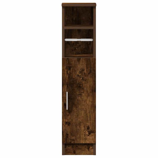 vidaXL Bathroom Cabinet with Roll Holder Smoked Oak 20.5x22x90 cm
