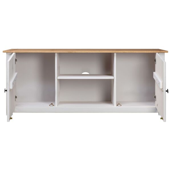 vidaXL TV Cabinet White 120x40x50 cm Solid Pine Wood Panama Range