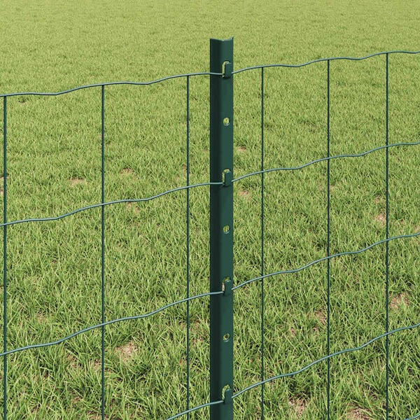 vidaXL Fence with Post Green 0.6 x 10 m Steel and PVC