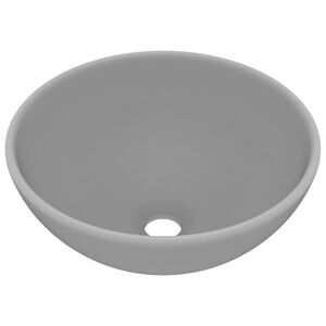 vidaXL Luxury Bathroom Basin Round Matt Light Grey 32.5x14 cm Ceramic