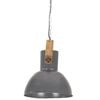 vidaXL Industrial Hanging Lamp 25 W Grey Round Mango Wood 32 cm E27