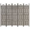vidaXL Hand carved 5-Panel Room Divider Grey 200x165 cm Solid Mango Wood