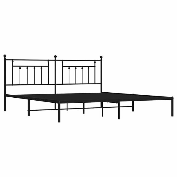 vidaXL Metal Bed Frame without Mattress with Headboard Black 193x203cm
