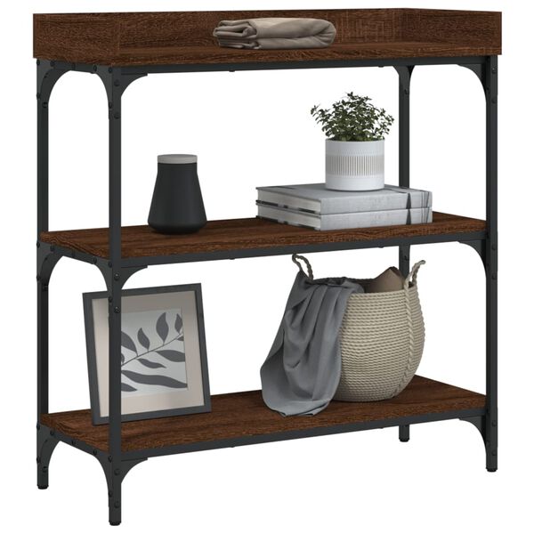 vidaXL Console Table with Shelves Brown Oak 75x30x80 cm
