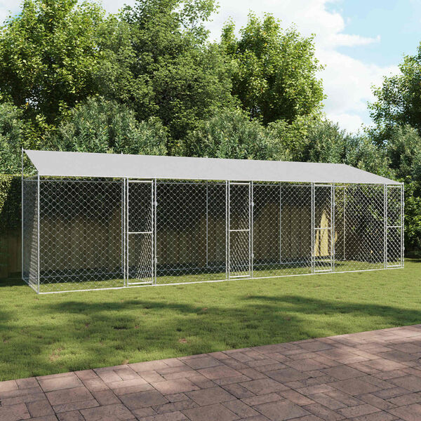 vidaXL Dog Cage Silver 800 x 200 x 256 cm Galvanised Steel