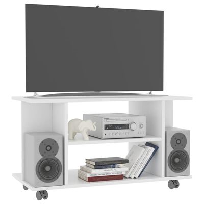 vidaXL TV Cabinet with Castors White 80x40x45 cm Engineered Wood