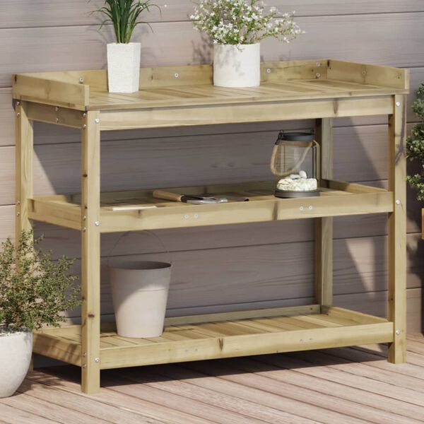 vidaXL Potting Table with Shelves 108x45x86.5 cm Impregnated Wood Pine