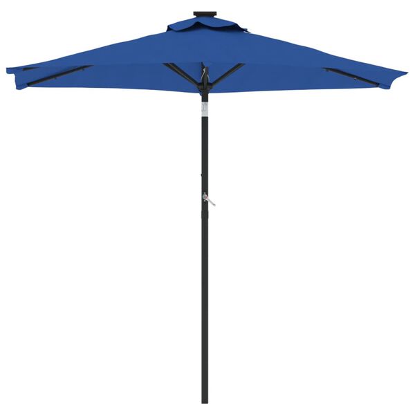 vidaXL Garden Parasol with LEDs and Steel Pole Azure Blue 225x225x212cm