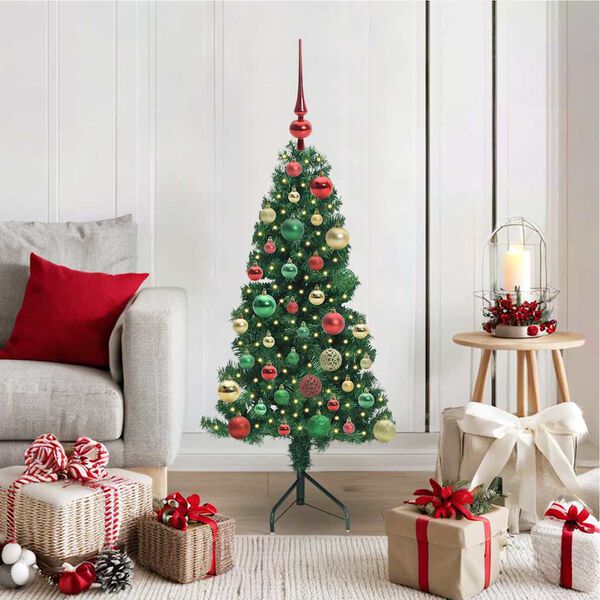 vidaXL Corner Artificial Christmas Tree Green 120 cm PVC and Metal