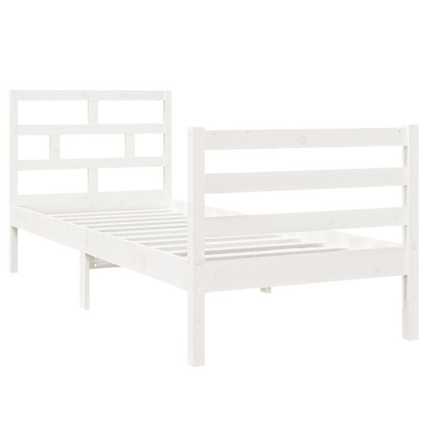 vidaXL Bed Frame without Mattress White 75x190 cm Small Single Solid Wood