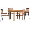 vidaXL Garden Dining Set 5 pcs Black Solid Acacia Wood