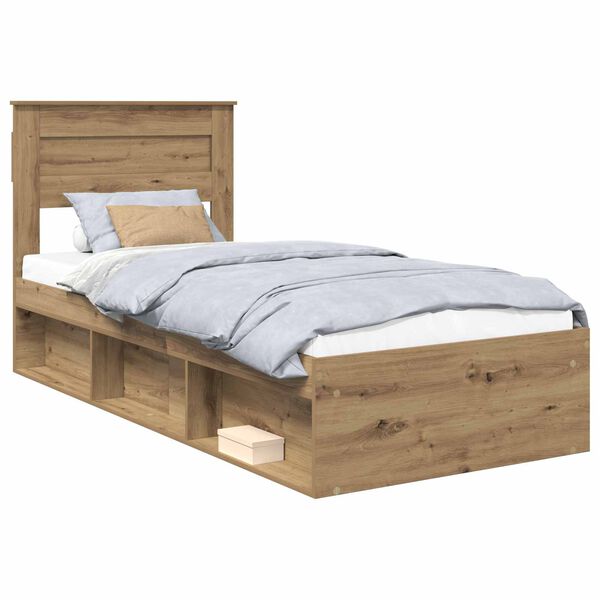 vidaXL Bed Frame Artisian Oak 90 x 200 cm Solid Pine Wood