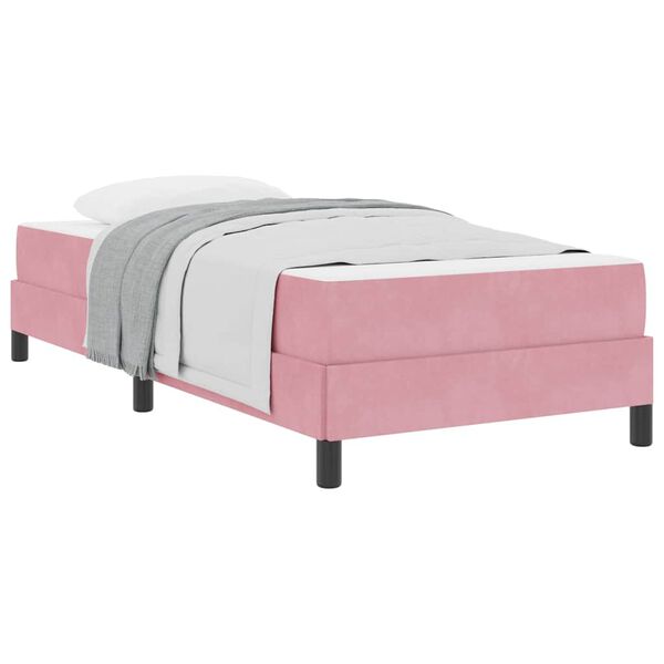 vidaXL Box Spring Bed with Mattress Pink 80 x 220 cm Fabric