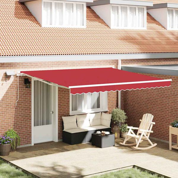 vidaXL Retractable Awning Manual Red 400 x 300 cm Fabric and Steel
