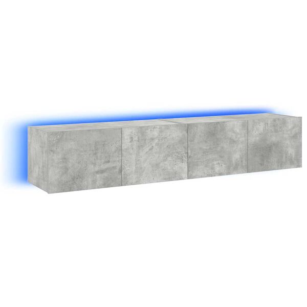vidaXL TV Wall Cabinets with LED Lights 2 pcs Concrete Grey 80x35x31 cm
